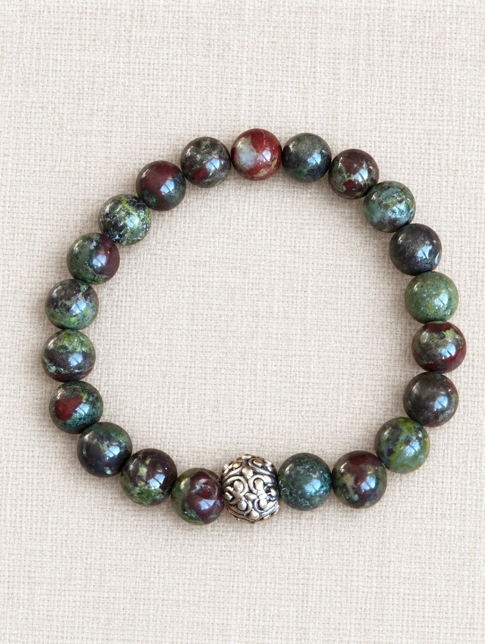 Dragon Blood Jasper Beaded Stretch Bracelet | Handmlade